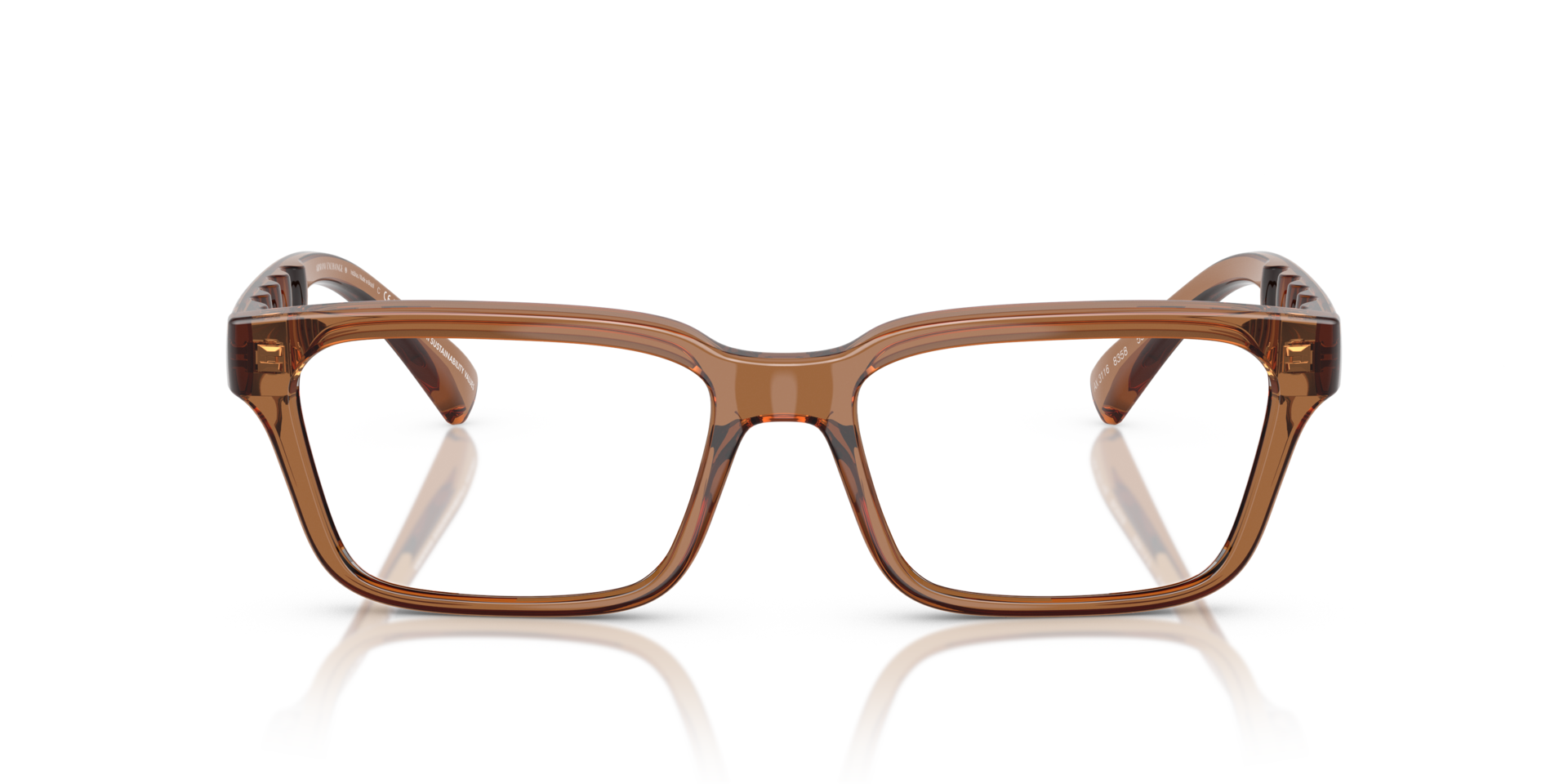 AX3116 Shiny Transparent Brown KunststoffEyeglass Frames von B24, Vorderansicht