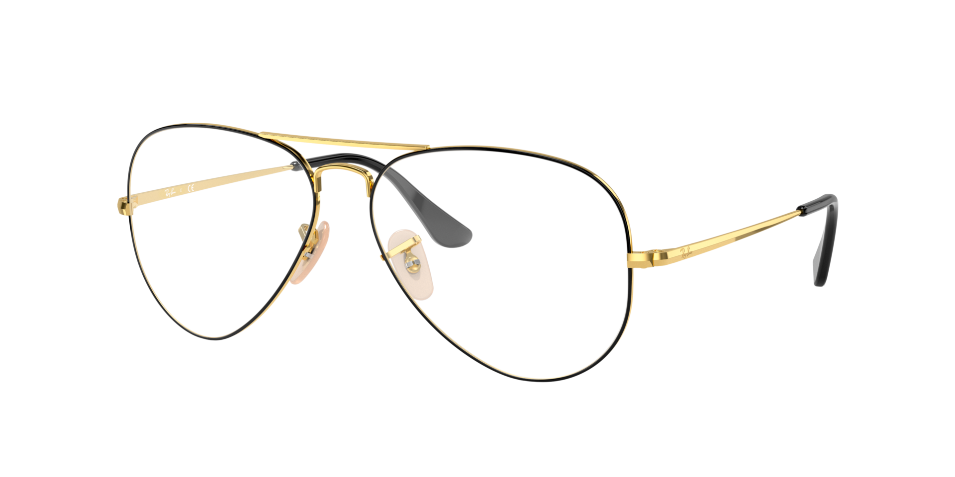 RB6489 Schwarz auf Gold MetallEyeglass Frames von B24, Dreiviertelansicht