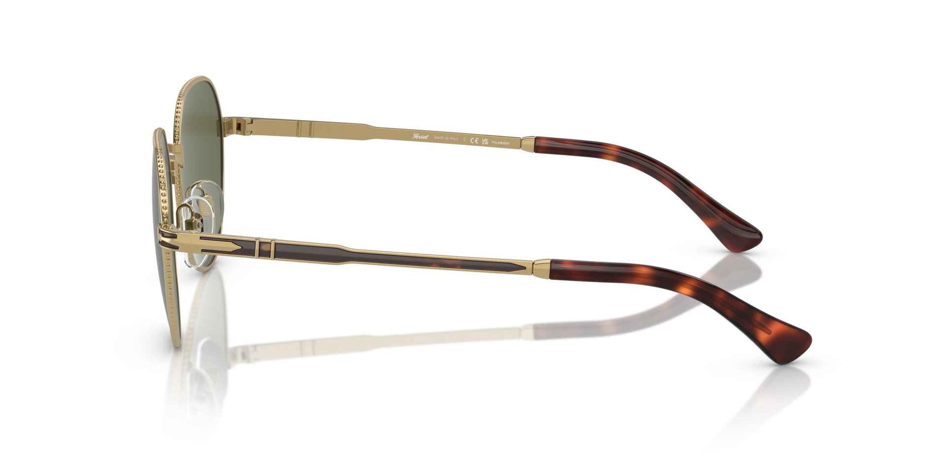 PO2486S Gold & Havana MetaalSunglass Frames van B24, Zijaanzicht
