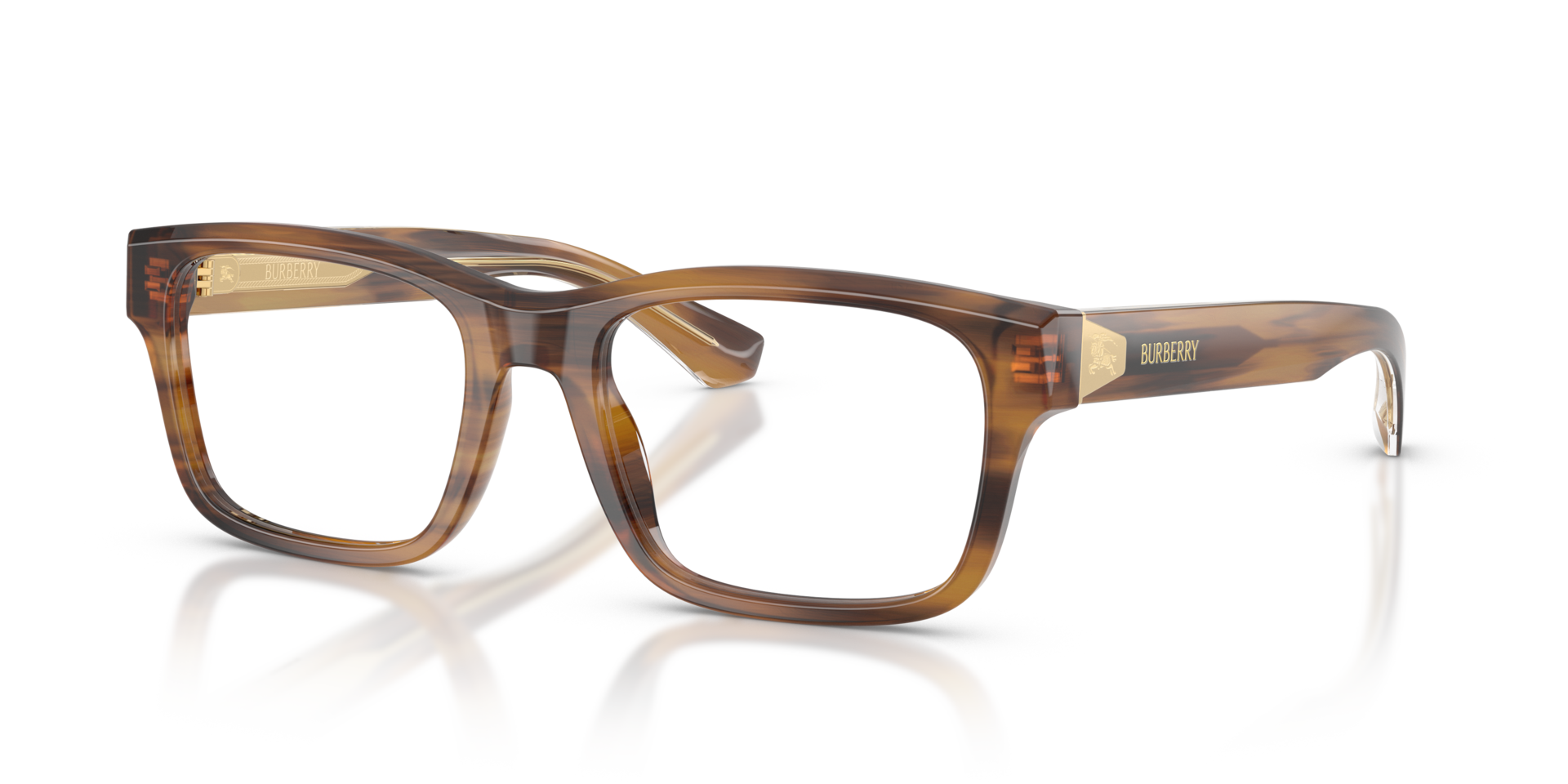 BE2469 Bruin Gestreept AcetaatEyeglass Frames van B24, Hoekweergave