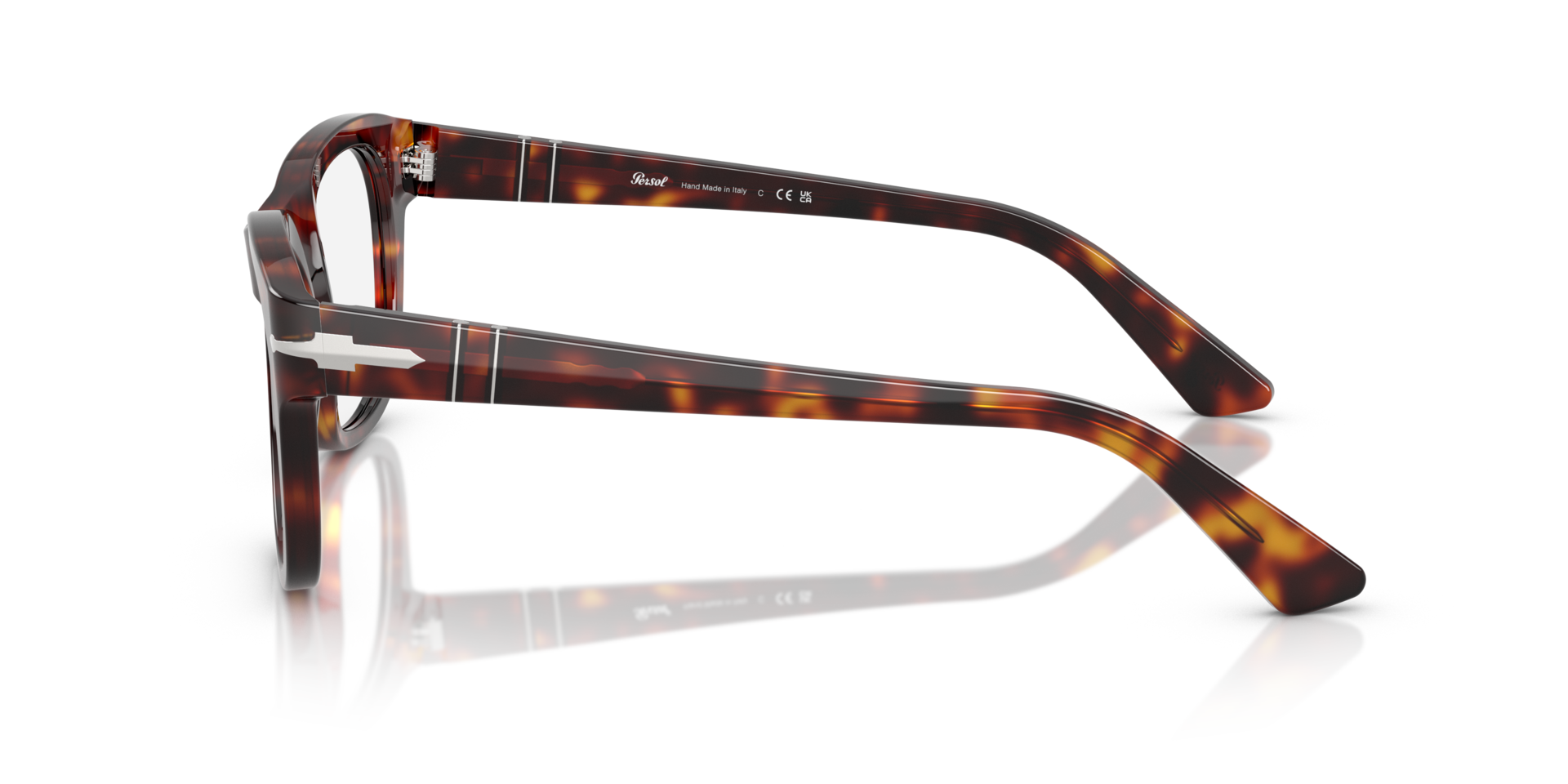 PO3372V Havana AcetaatEyeglass Frames van B24, Zijaanzicht