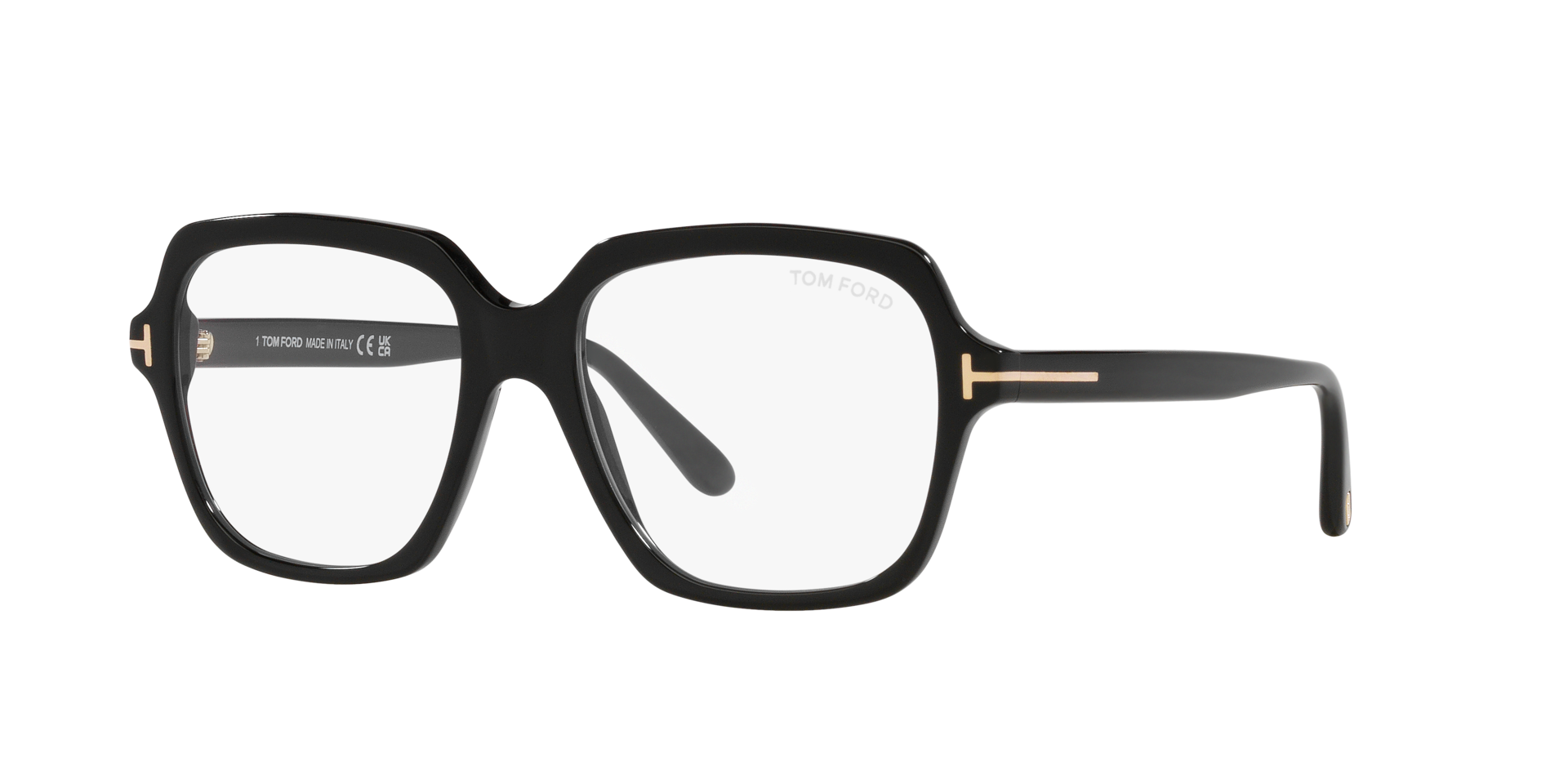 FT5908-B Glänzendes Schwarz AcetatEyeglass Frames von B24, Dreiviertelansicht