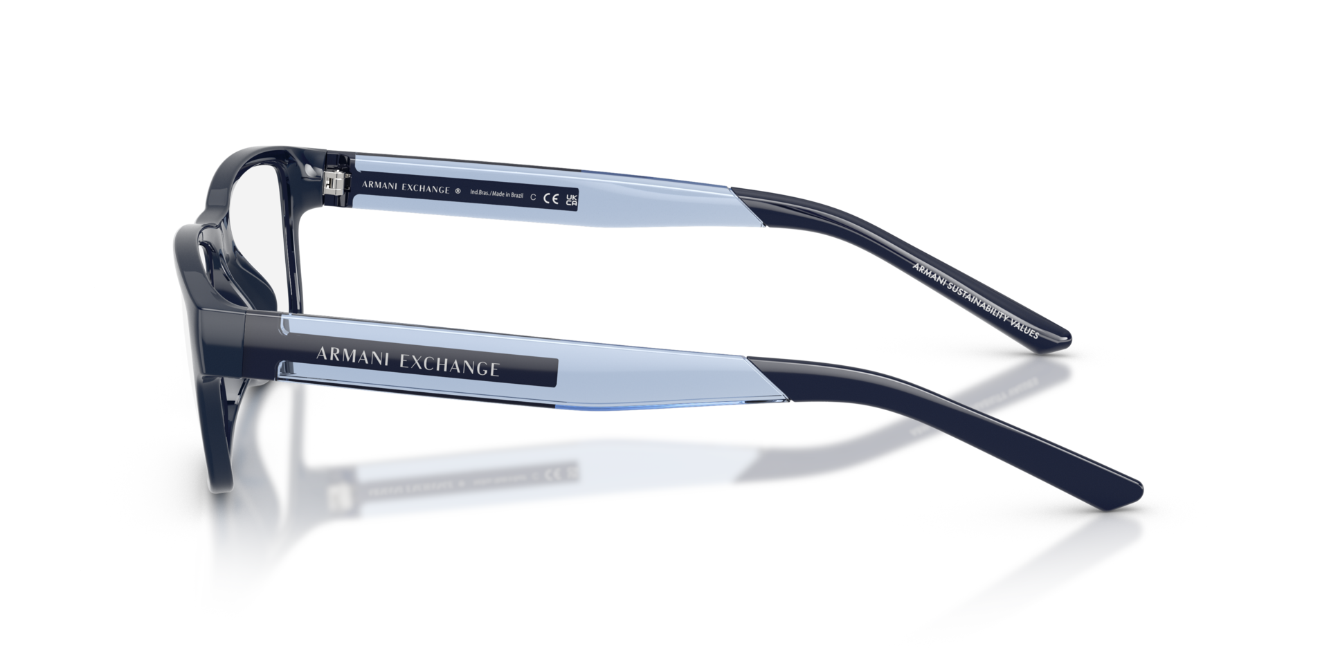 AX3140U Shiny Blue KunststofEyeglass Frames van B24, Zijaanzicht