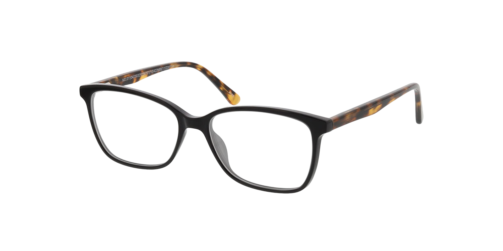 Kimball Zwart KunststofEyeglass Frames van B24, Hoekweergave