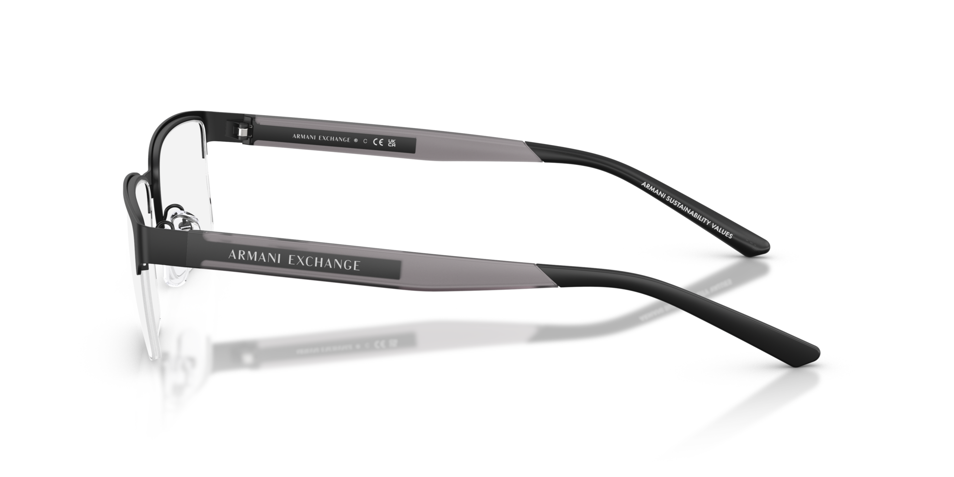 AX1075 Matt Schwarz MetallEyeglass Frames von B24, Seitenansicht