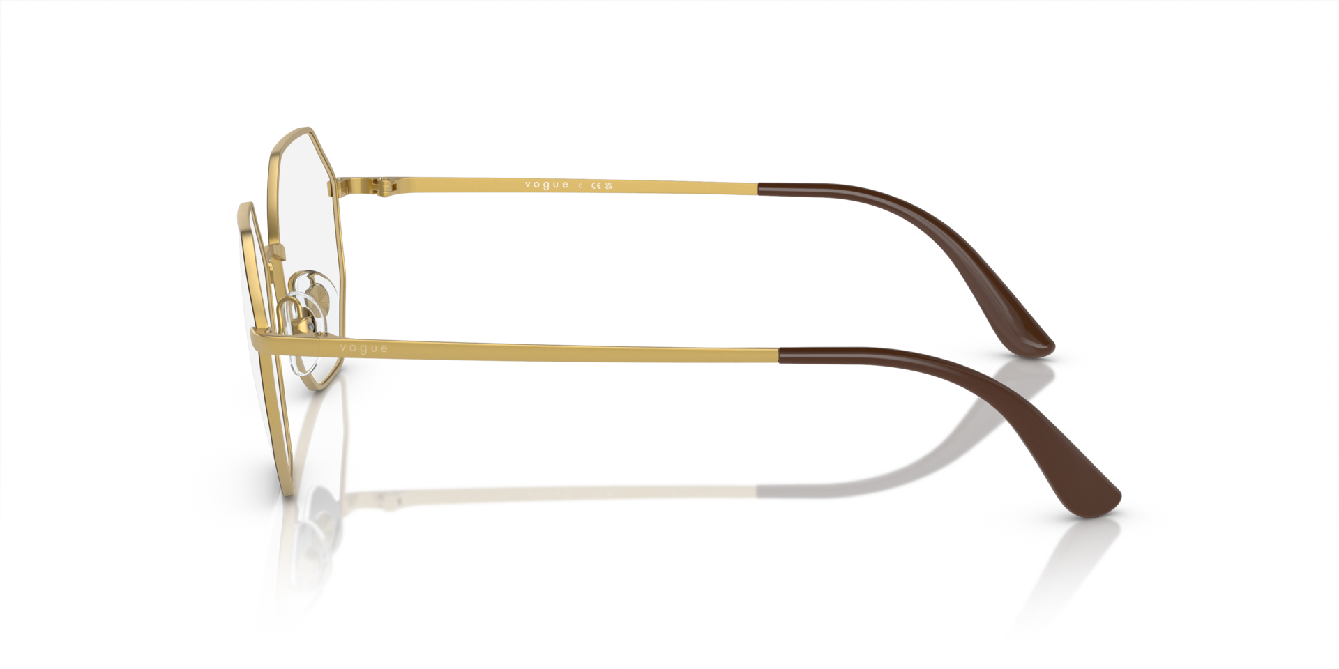 VO4094 Top Brown & Pale Gold MetaalEyeglass Frames van B24, Zijaanzicht