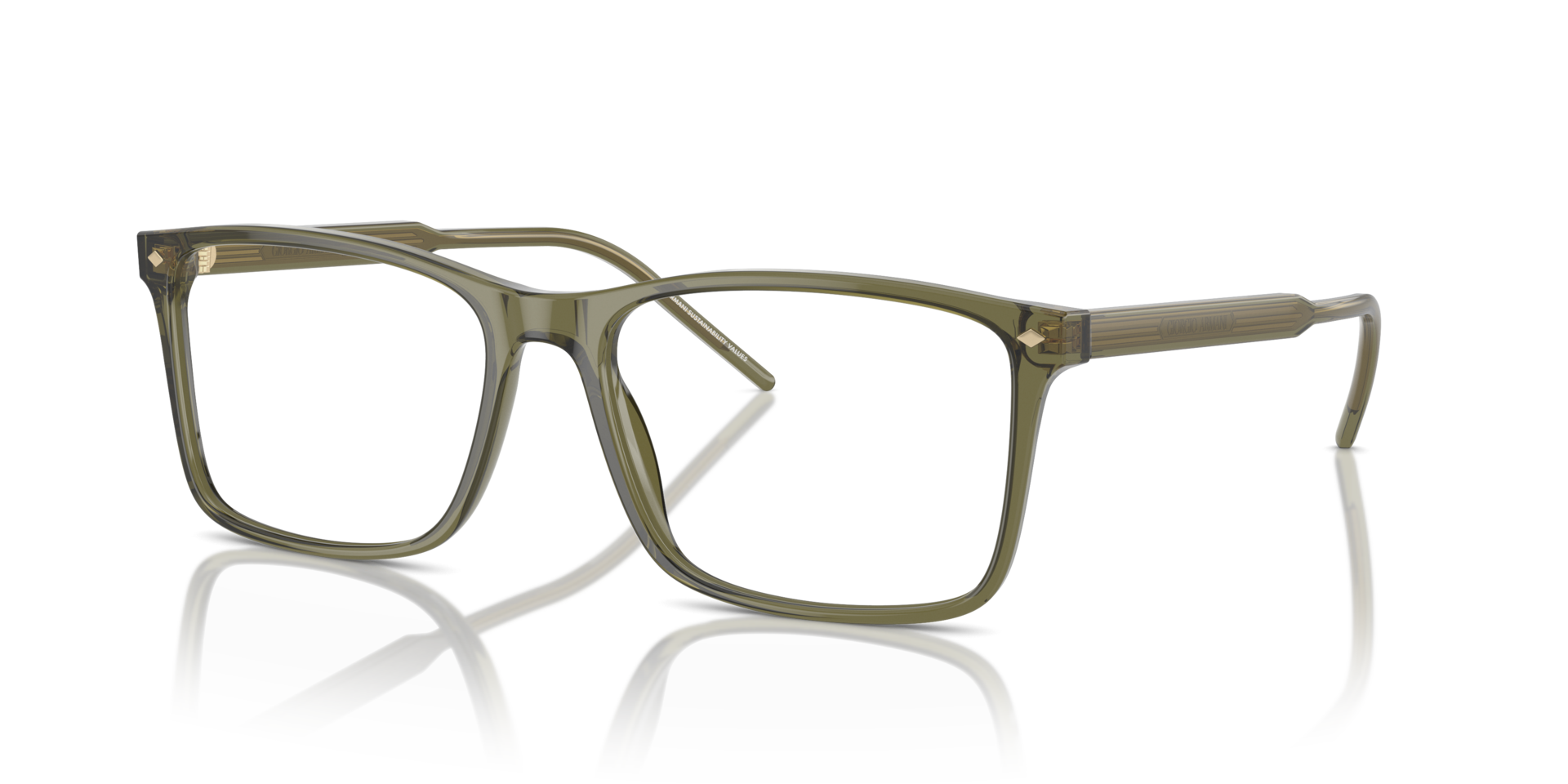 AR7258 Transparant groen AcetaatEyeglass Frames van B24, Hoekweergave