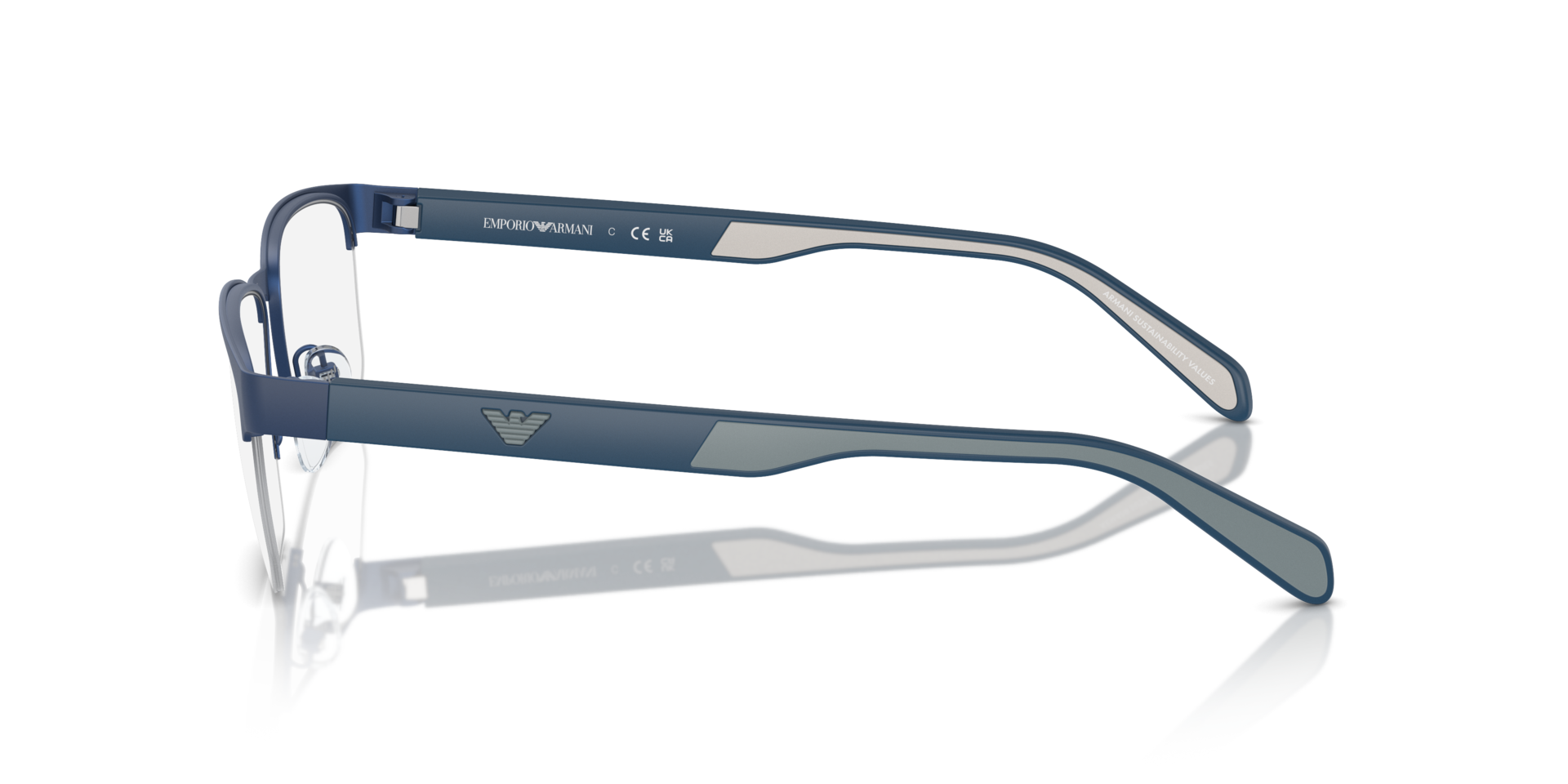 EA1162 Matblauw MetaalEyeglass Frames van B24, Zijaanzicht