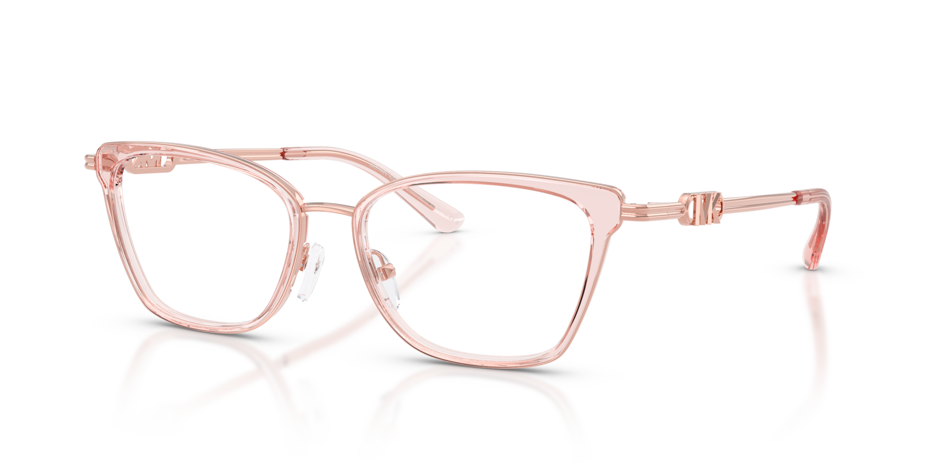 MK3102 Roze transparant MetaalEyeglass Frames van B24, Hoekweergave