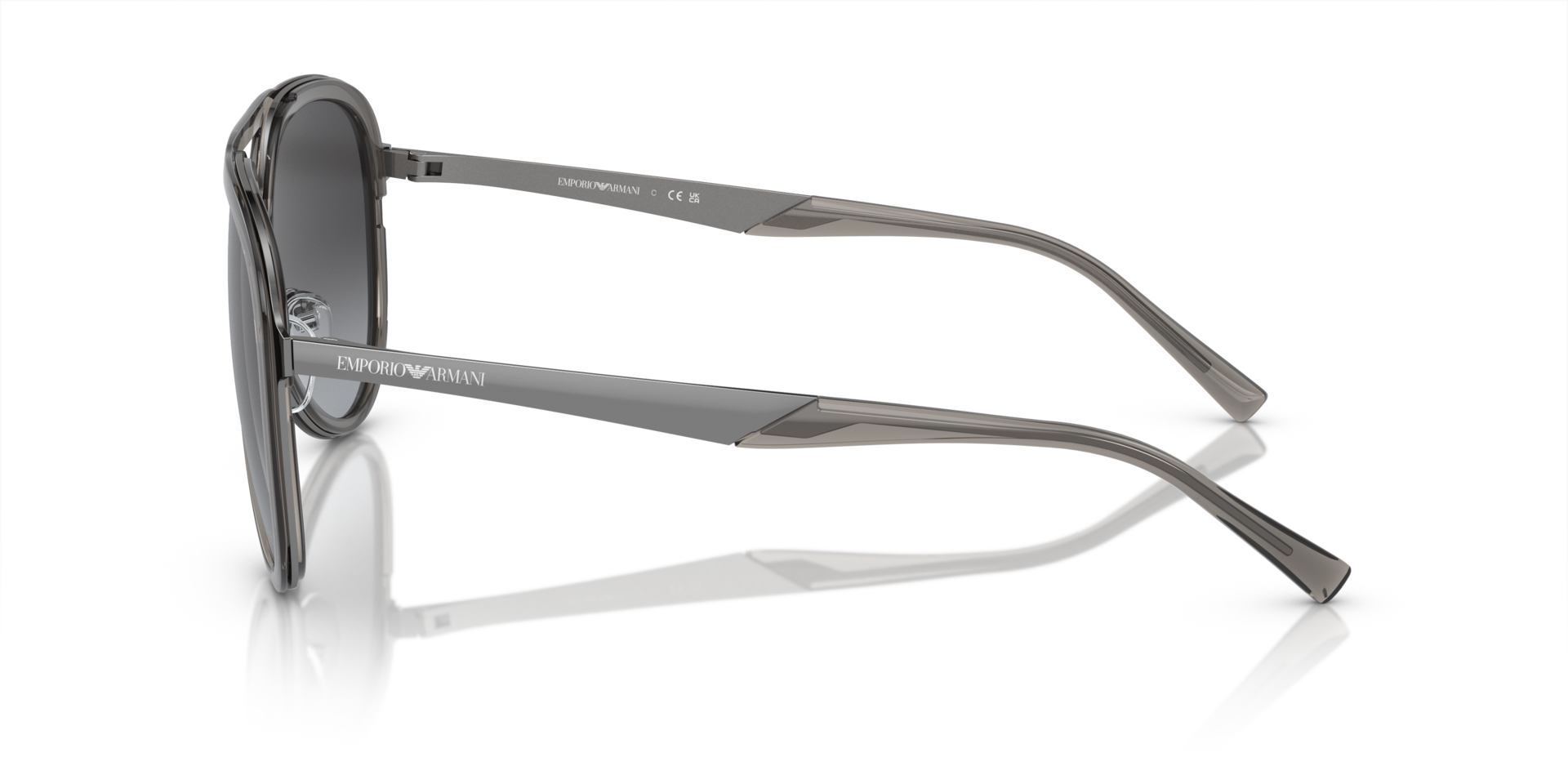 EA2145 Glanzend transparant smoke MetaalSunglass Frames van B24, Zijaanzicht