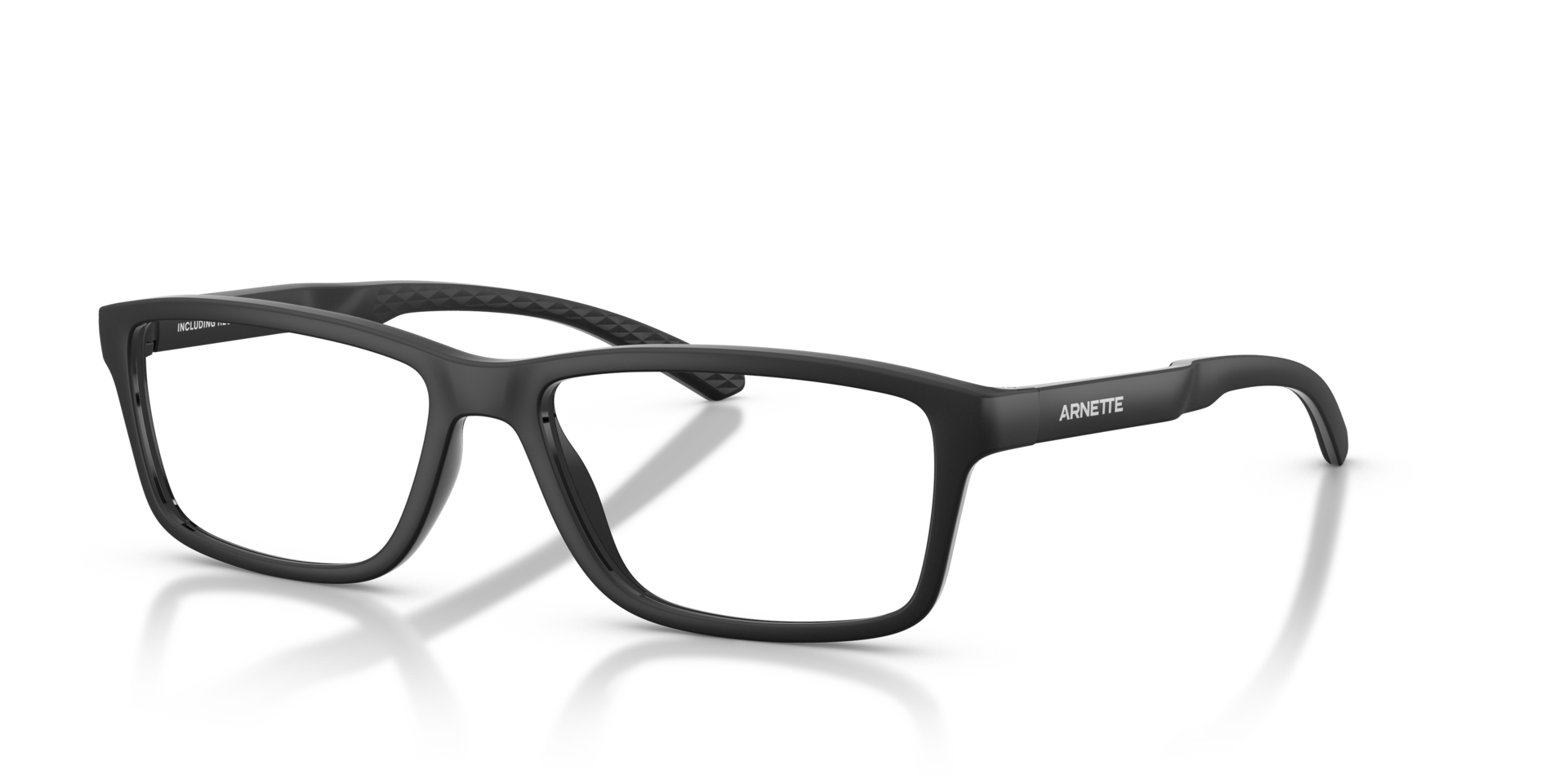 AN7292 Matte Recycled Black KunststoffEyeglass Frames von B24, Dreiviertelansicht