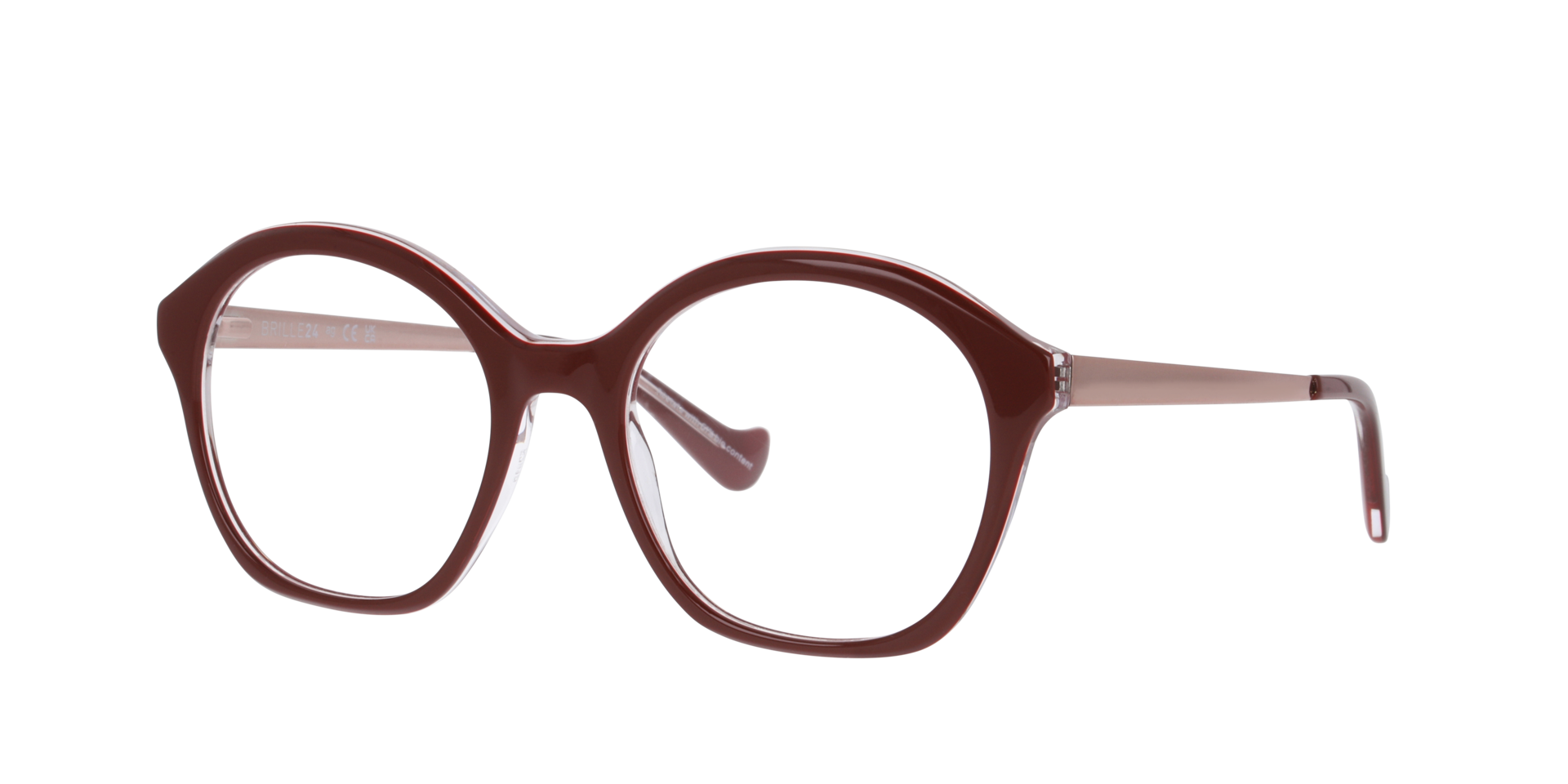 Kobe Burgundy & Crystal AcetatEyeglass Frames von B24, Dreiviertelansicht