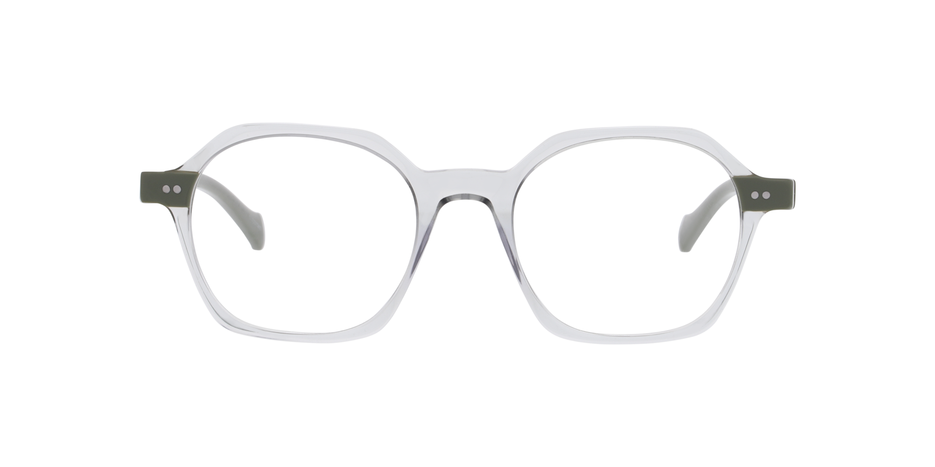Solin Khaki Green On Crystal Green AcetatEyeglass Frames von B24, Vorderansicht