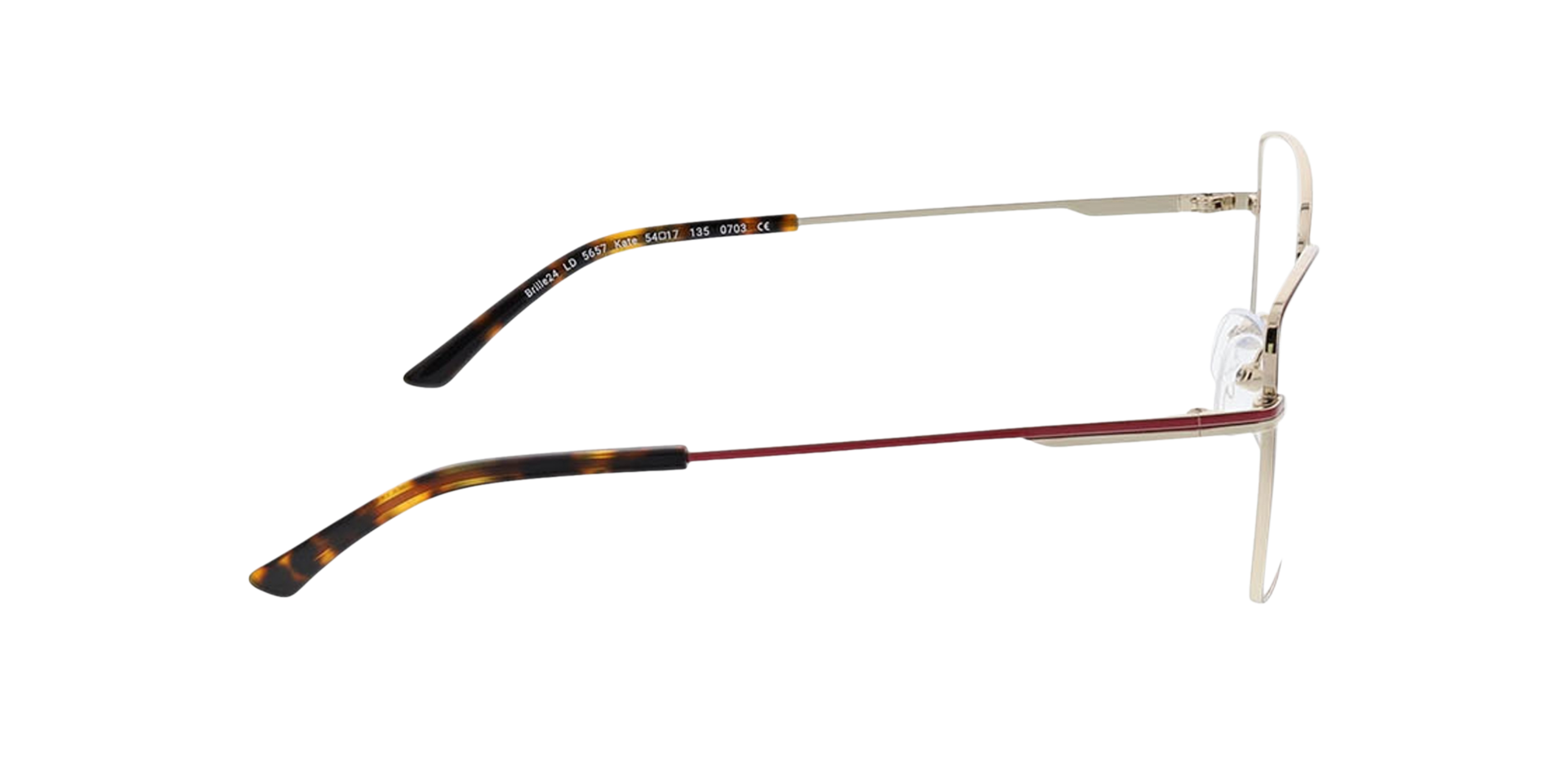 KATE Dark Red  &  Gold  &  Dark Havana MetallEyeglass Frames von B24, Seitenansicht