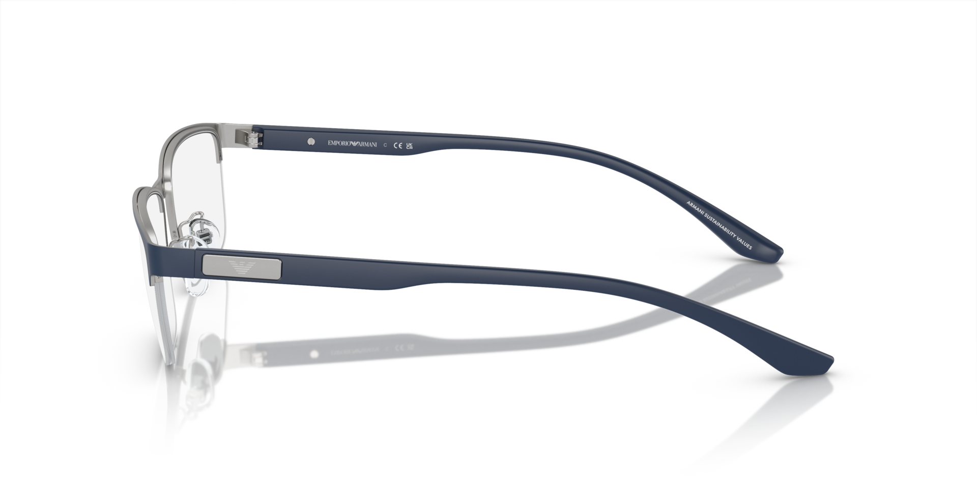 EA1147 Matte Silver & Bluette MetallEyeglass Frames von B24, Seitenansicht