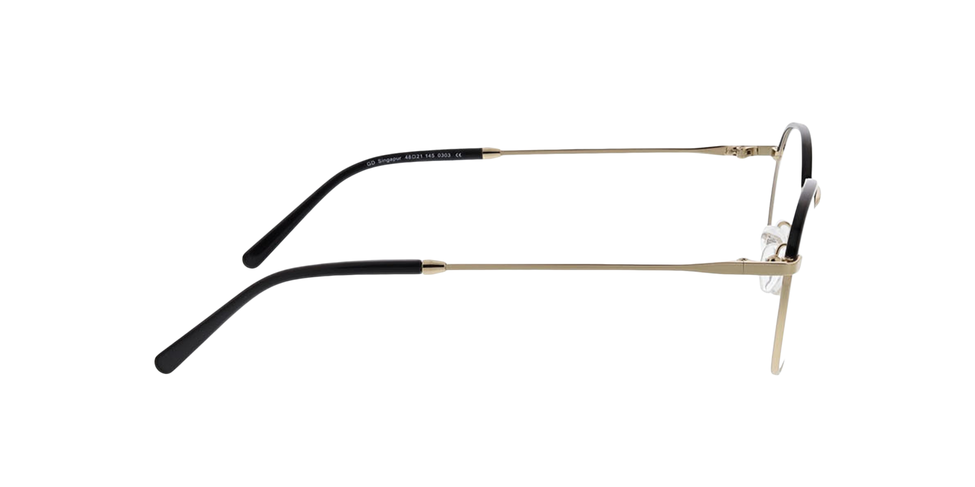 Singapur Schwarz & Gold MetallEyeglass Frames von B24, Seitenansicht