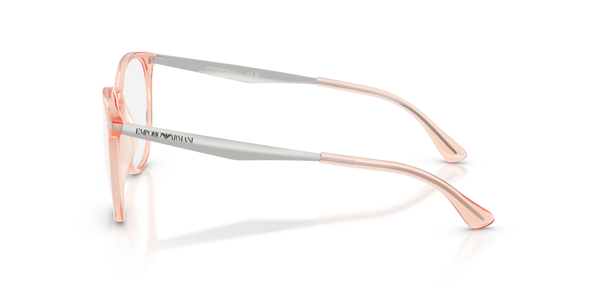 EA3168 Shiny Transparent Pink KunststofEyeglass Frames van B24, Zijaanzicht
