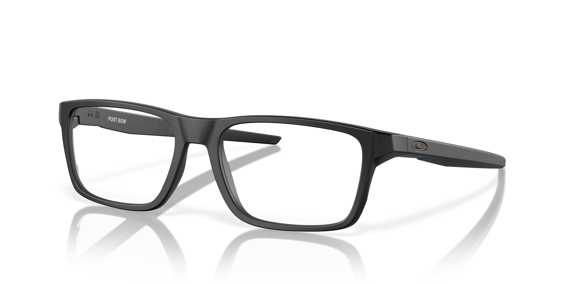 Port Bow Schwarz satiniert KunststoffEyeglass Frames von B24, Dreiviertelansicht