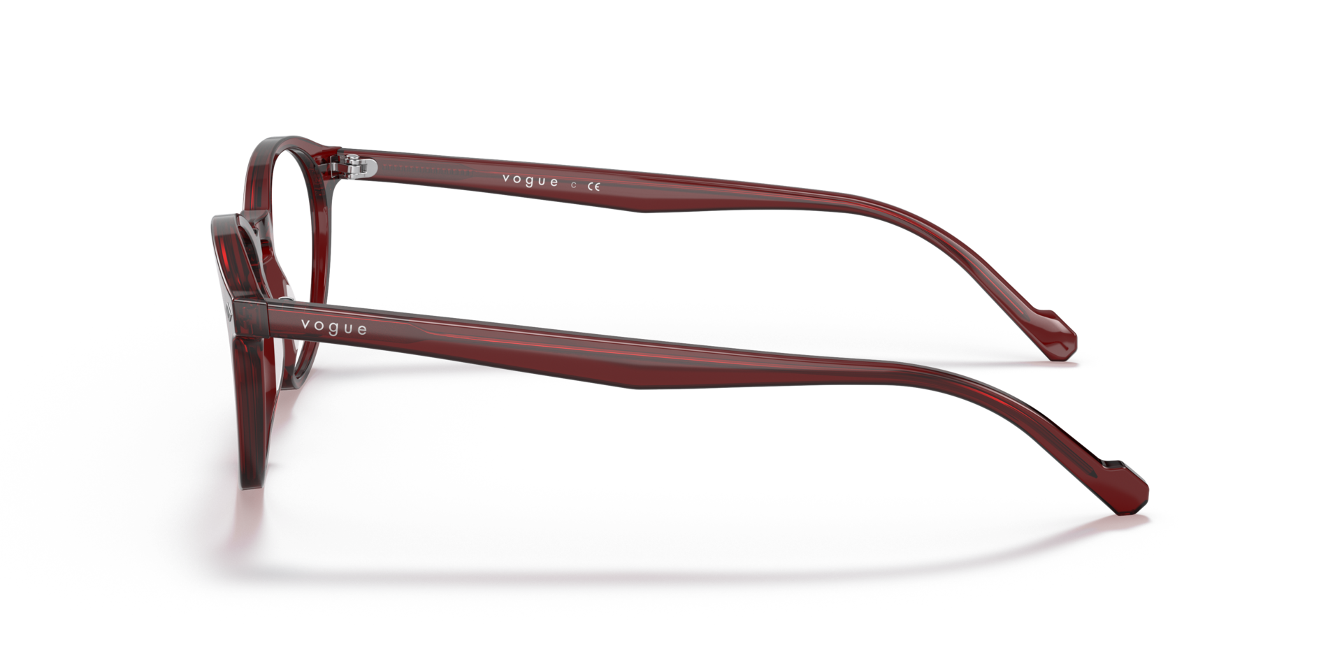 VO5326 Transparant bordeaux AcetaatEyeglass Frames van B24, Zijaanzicht