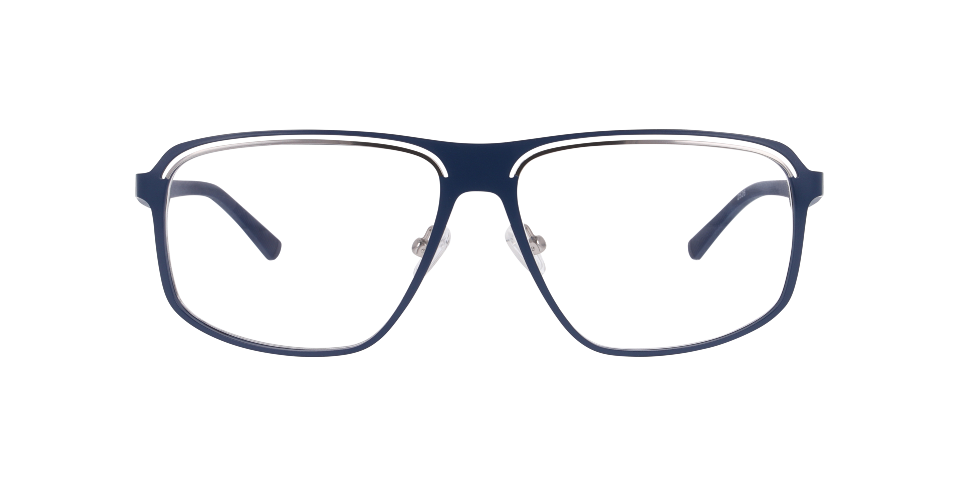 Oslo Silver & Dark Blue MetaalEyeglass Frames van B24, Vooraanzicht