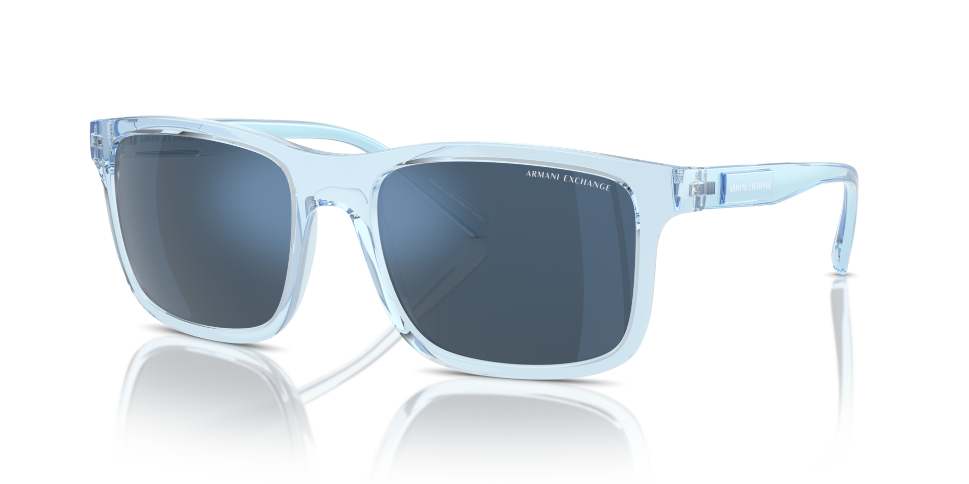 AX4145S Glanzend Transparant Blauw KunststofSunglass Frames van B24, Hoekweergave