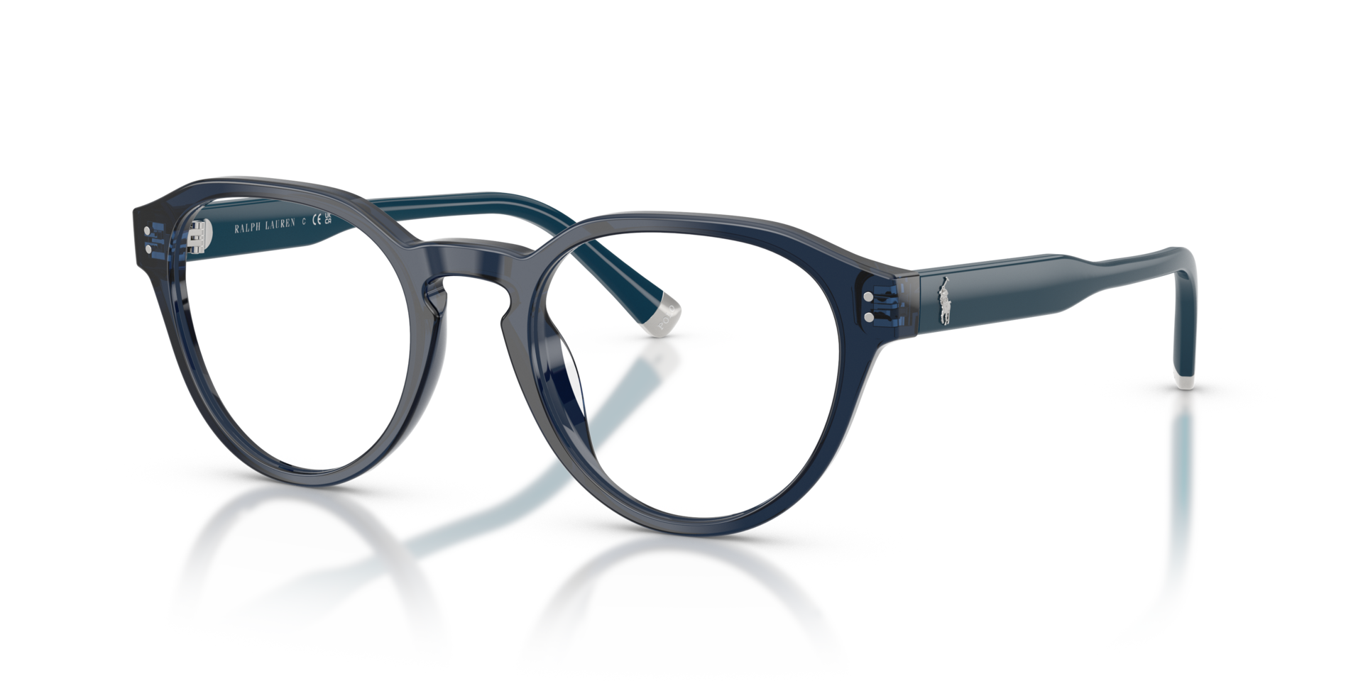 PH2304U Shiny Transparent Navy Blue AcetatEyeglass Frames von B24, Dreiviertelansicht