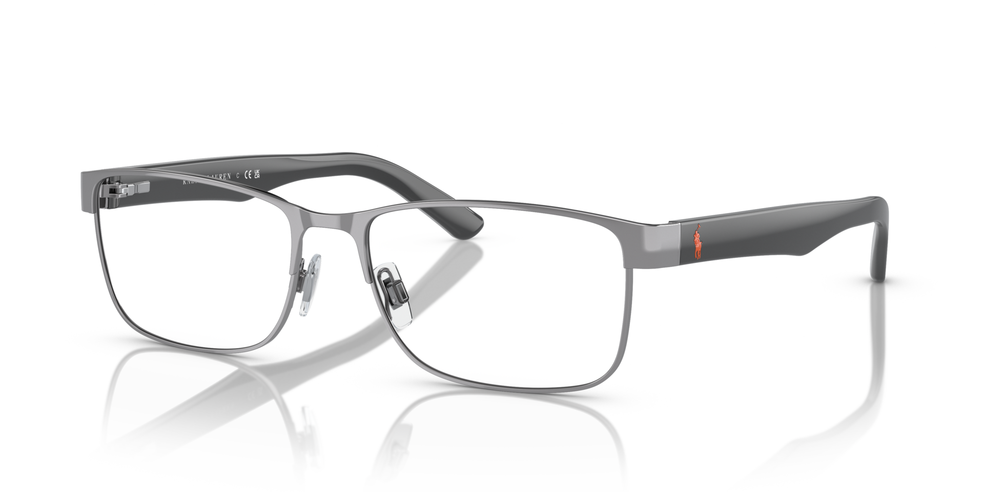 PH1157 Shiny Gunmetal MetallEyeglass Frames von B24, Dreiviertelansicht