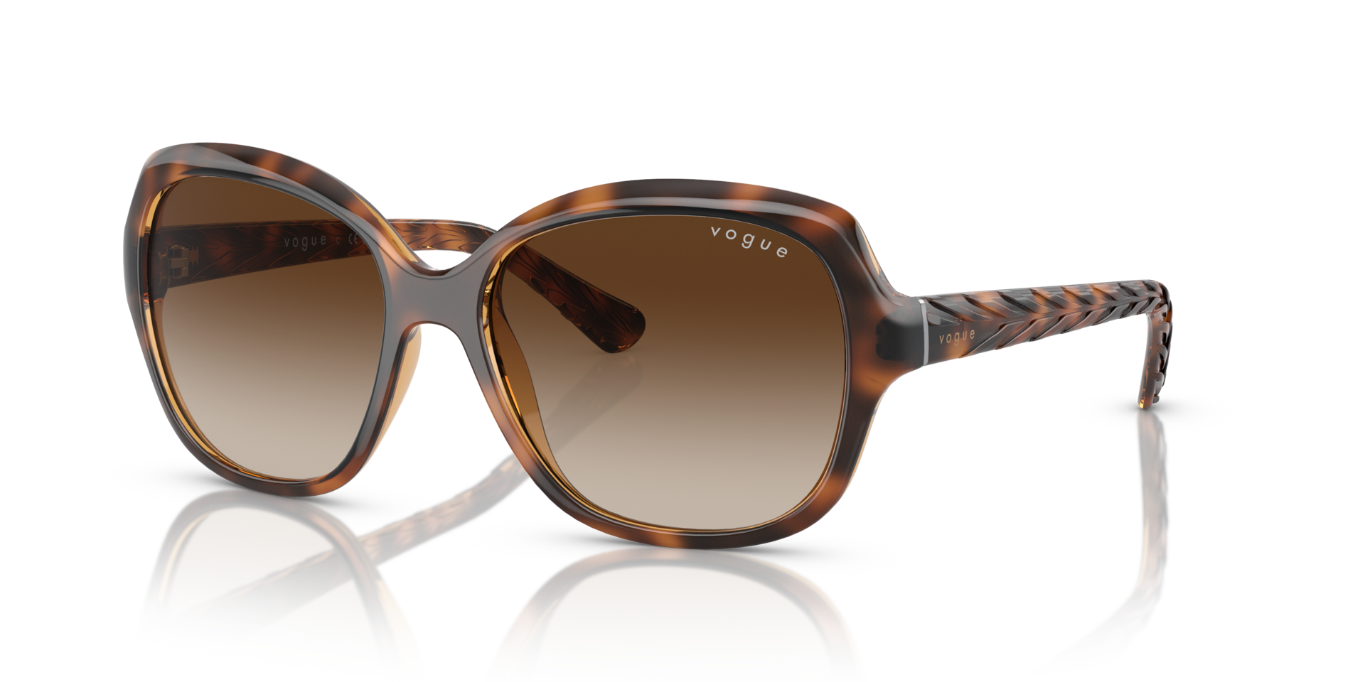 VO2871S Gestreept donker Havana KunststofSunglass Frames van B24, Hoekweergave