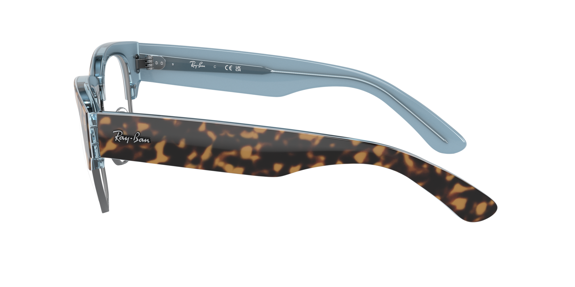 RB0316V Havana op blauw op staalgrijs KunststofEyeglass Frames van B24, Zijaanzicht