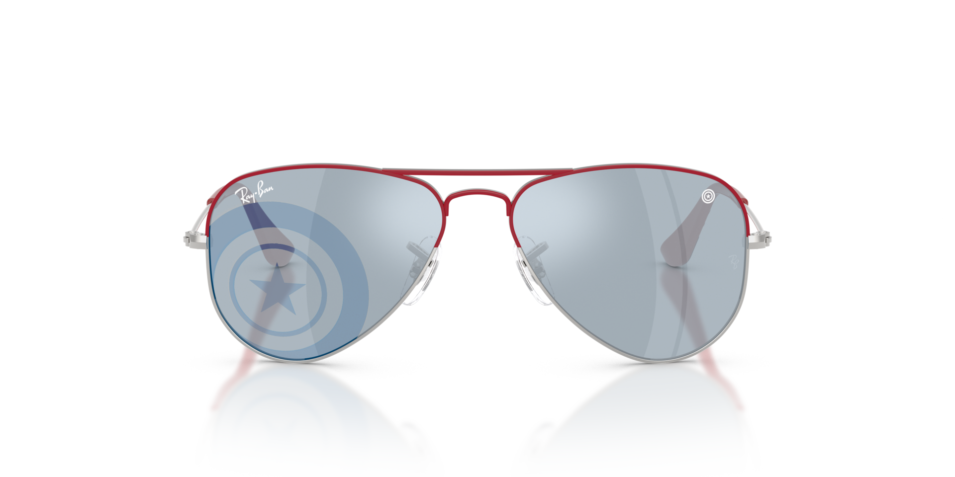 RB9506S Silver With Top Red MetallSunglass Frames von B24, Vorderansicht