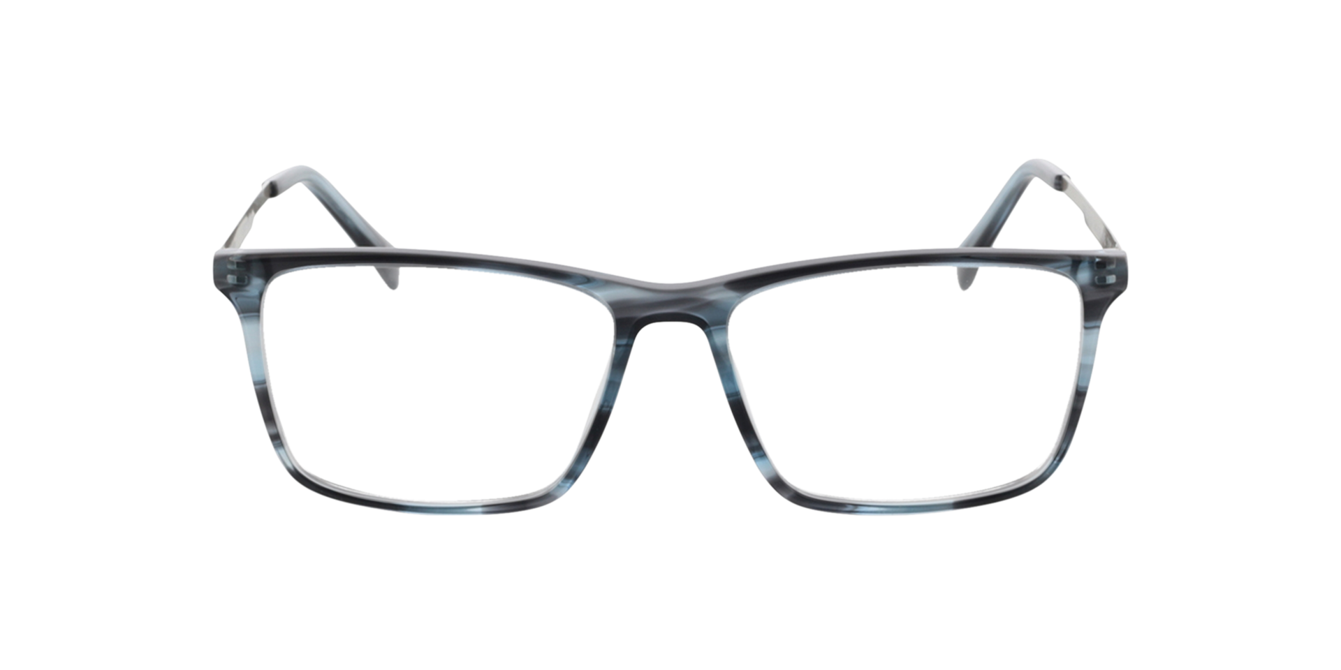 Aaron Blue Horn  &  Matt Silver AcetatEyeglass Frames von B24, Vorderansicht