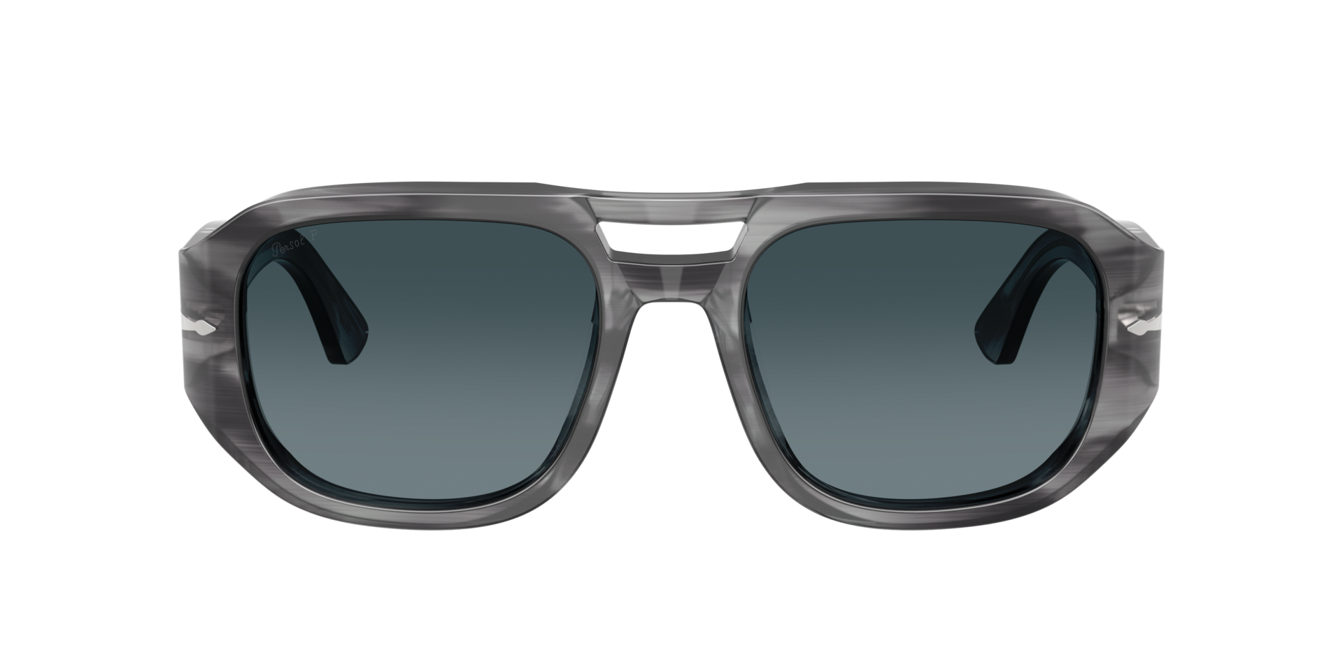 PO3373S Grau gestreift AcetatSunglass Frames von B24, mit getönten Gläsern