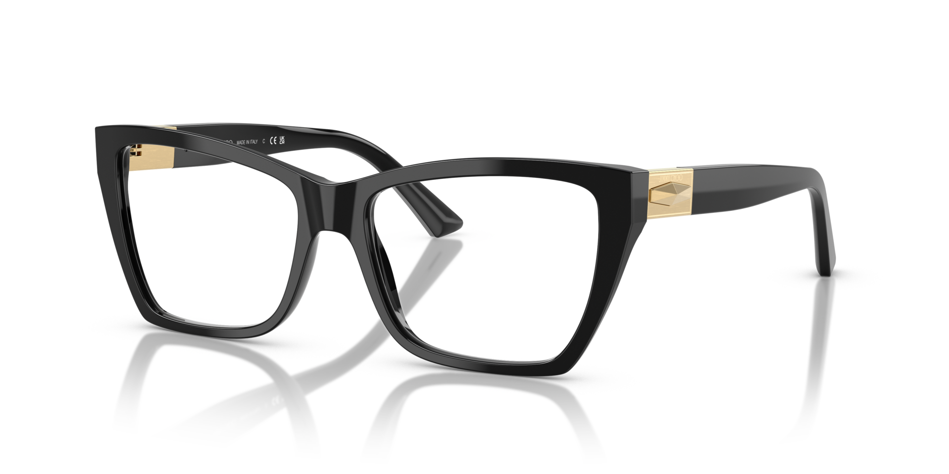 JC3028 Zwart AcetaatEyeglass Frames van B24, Hoekweergave