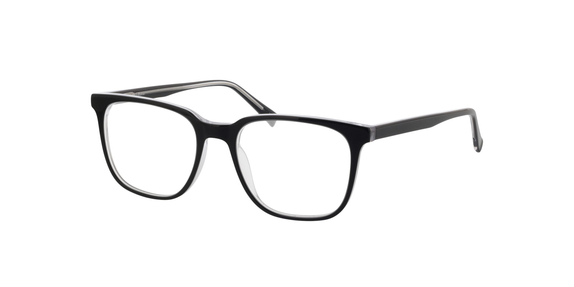 Baker Schwarz zweilagig  &  Kristall AcetatEyeglass Frames von B24, Dreiviertelansicht