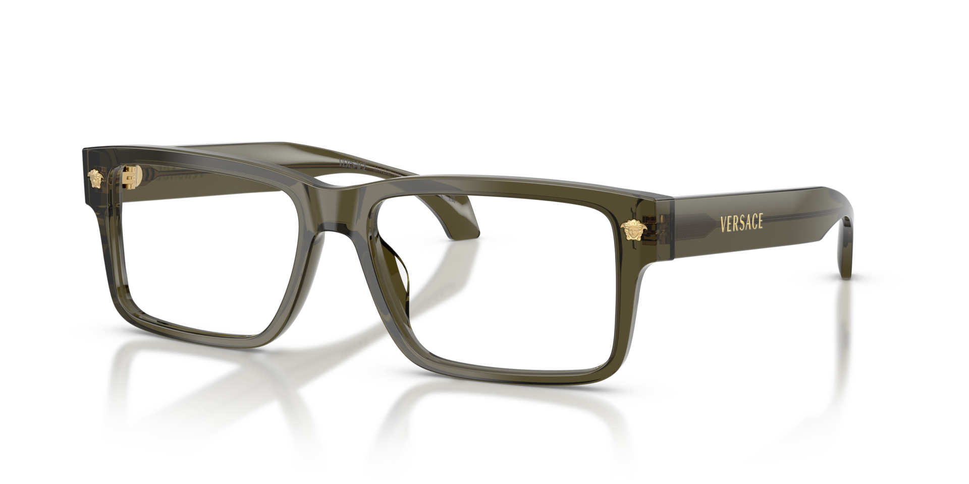 VE3391U Dark Green Transparent AcetatEyeglass Frames von B24, Dreiviertelansicht