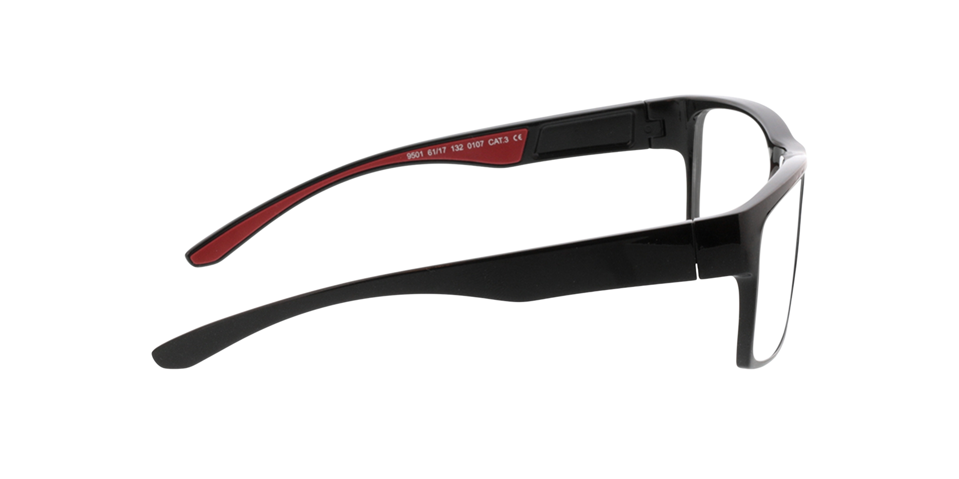 Blaze Schwarz & Rot KunststoffEyeglass Frames von B24, Seitenansicht