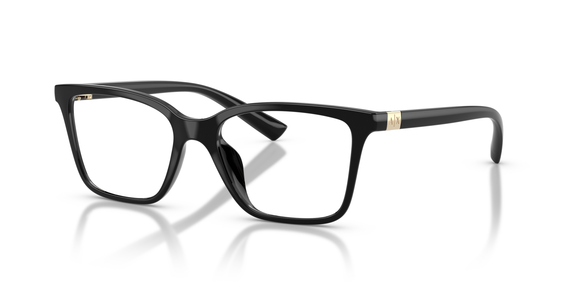 AX3146U Glanzend zwart KunststofEyeglass Frames van B24, Hoekweergave