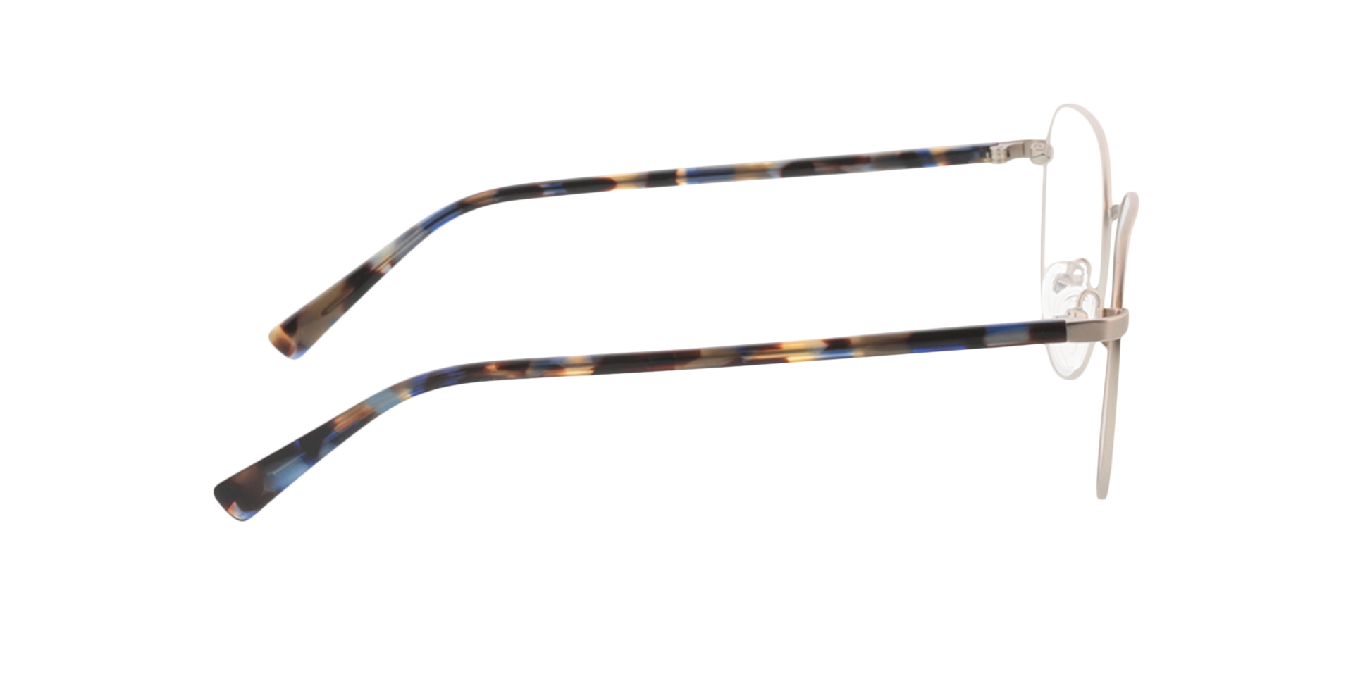 Eos Zilver  &  blauw Havana MetaalEyeglass Frames van B24, Zijaanzicht