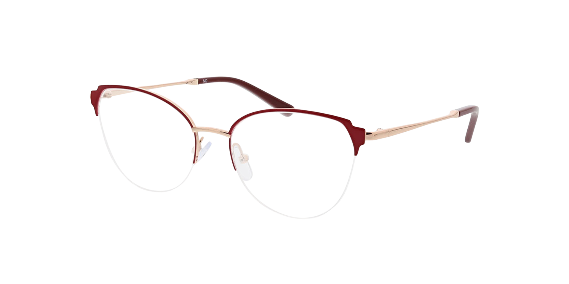 Fiona Red  &  Pink Gold MetallEyeglass Frames von B24, Dreiviertelansicht