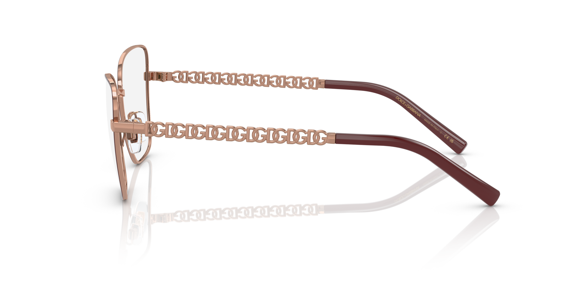 DG1346 Pink Gold & Matte Bordeaux MetallEyeglass Frames von B24, Seitenansicht