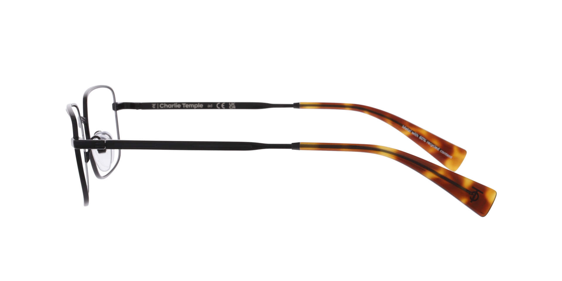 Silva Schwarz MetallEyeglass Frames von B24, Seitenansicht