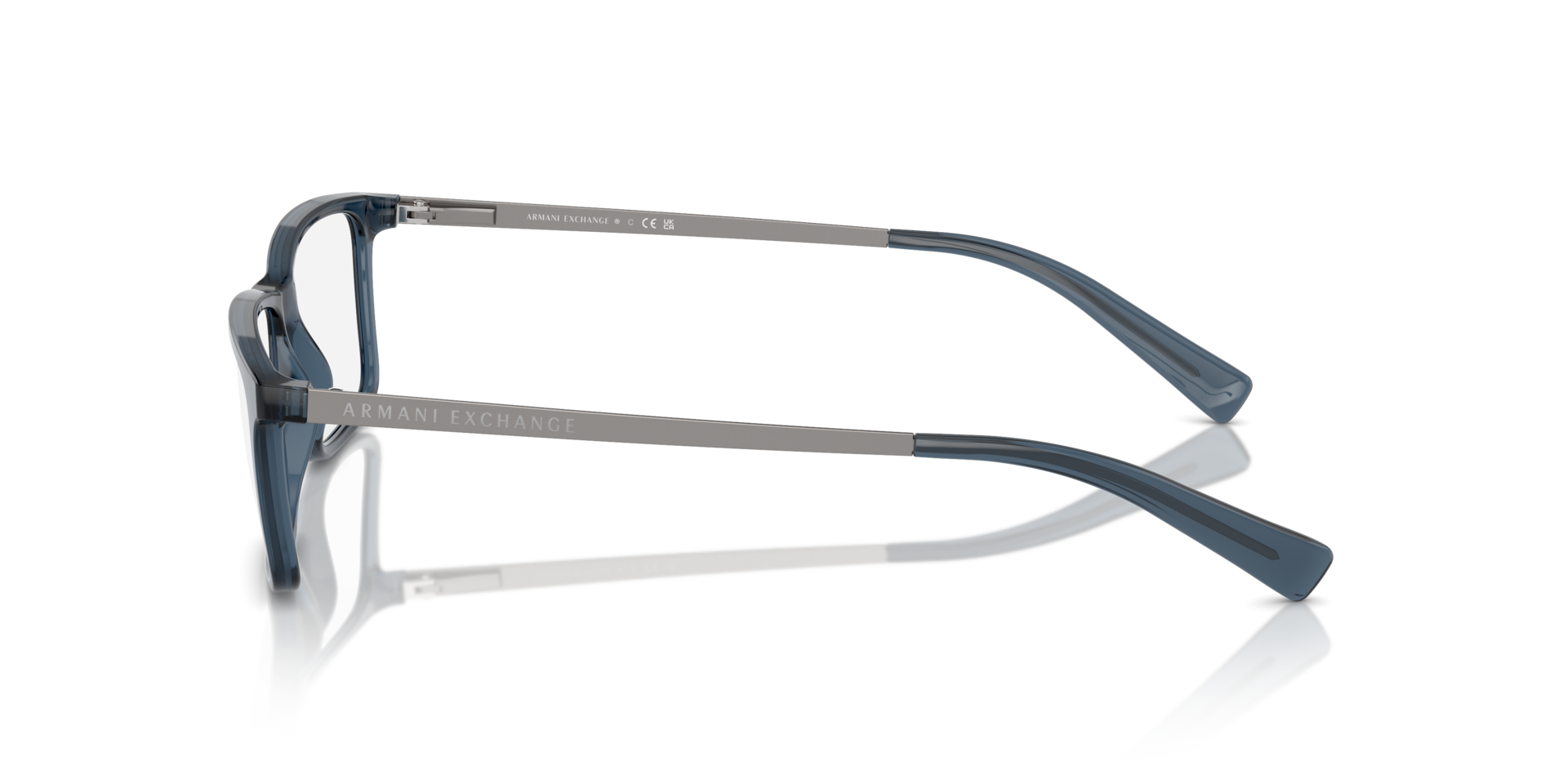 AX3027 Blau transparent KunststoffEyeglass Frames von B24, Seitenansicht