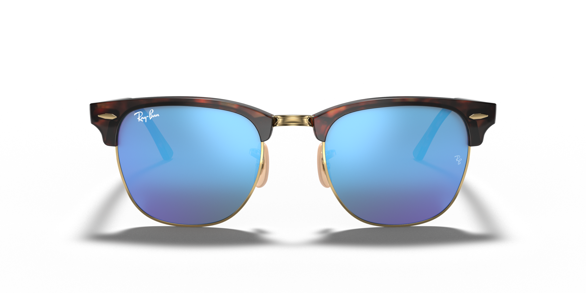 Clubmaster Flash Lenses Havana auf Gold AcetatSunglass Frames von B24, Vorderansicht