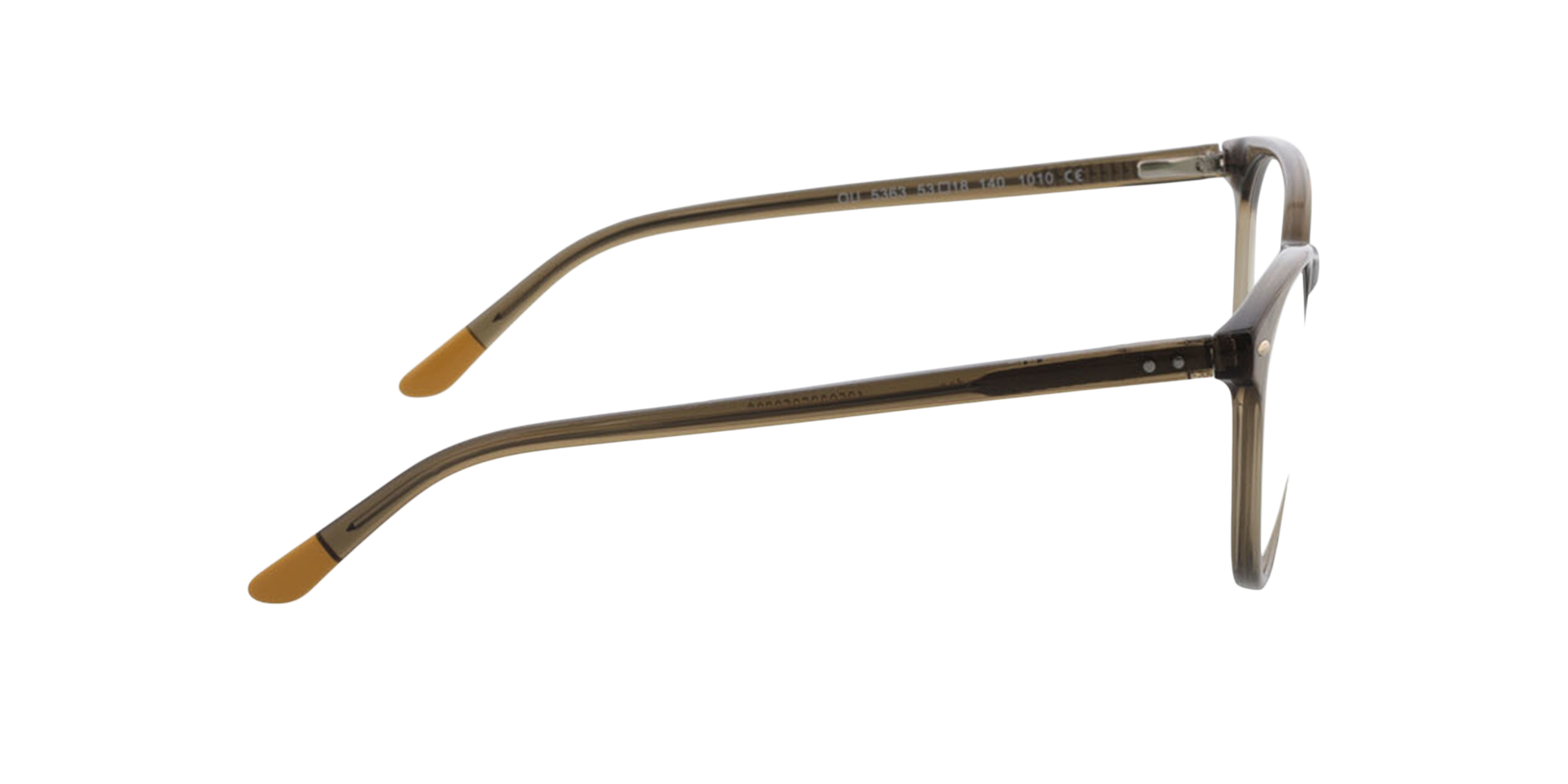 London Crystal Khaki  &  Yellow Tip AcetatEyeglass Frames von B24, Seitenansicht