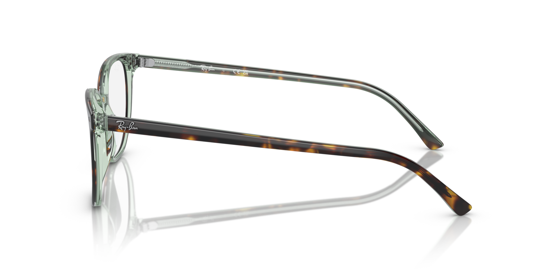 RB5397 Havana op transparant groen AcetaatEyeglass Frames van B24, Zijaanzicht