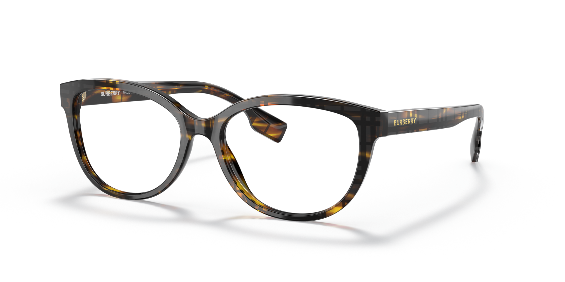 BE2357 Top Check & Striped Brown AcetaatEyeglass Frames van B24, Hoekweergave