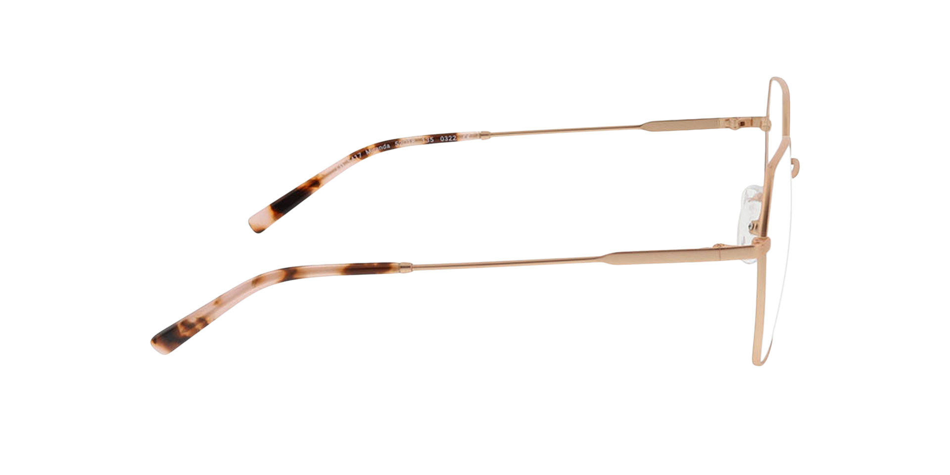 Miranda Mat roze goud  &  roze Havana MetaalEyeglass Frames van B24, Zijaanzicht