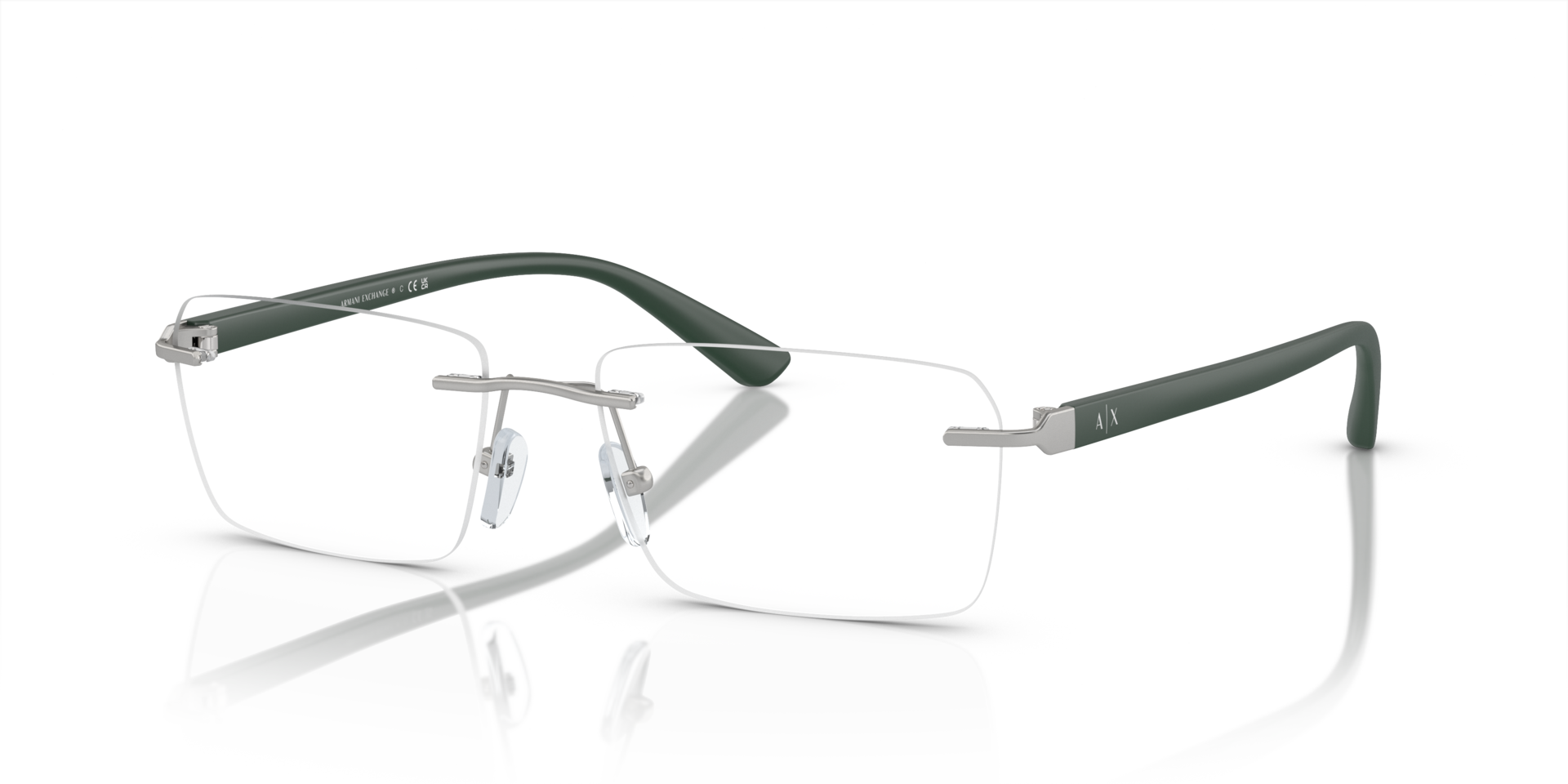 AX1064 Matte Silver MetallEyeglass Frames von B24, Dreiviertelansicht
