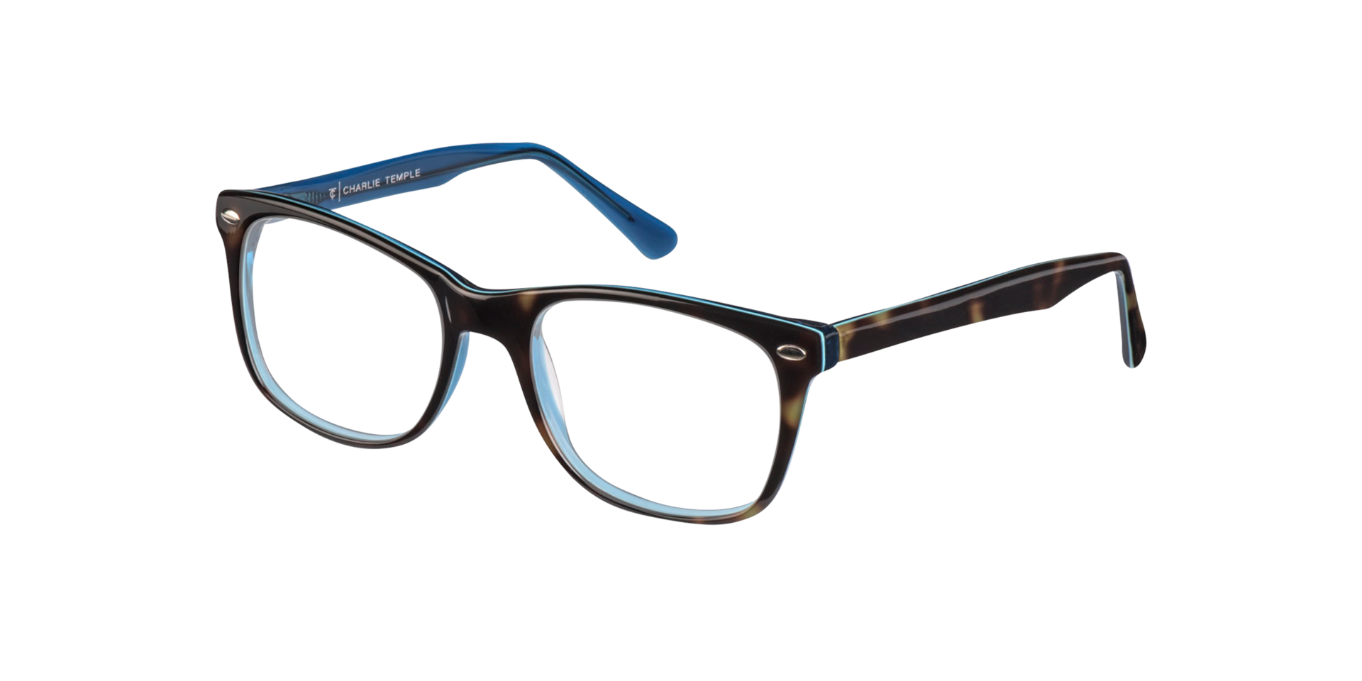 Charlie CT Tortoise & Blue De France AcetatEyeglass Frames von B24, Dreiviertelansicht