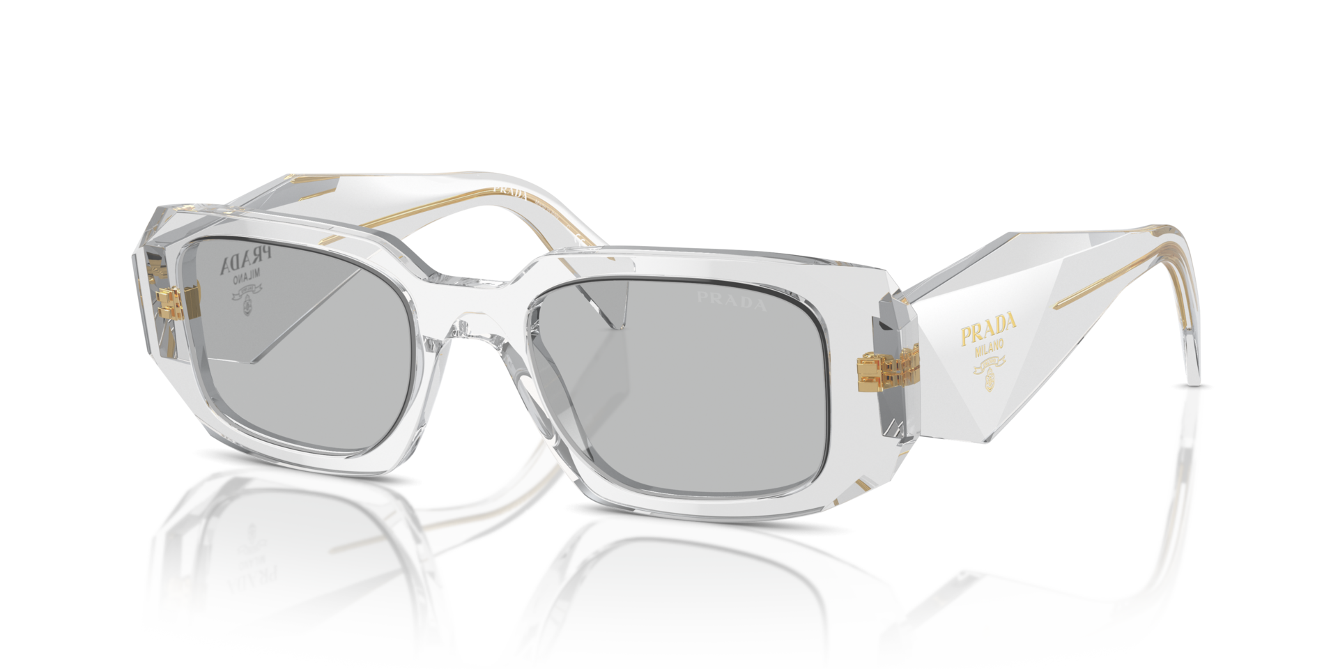 PR 17WS Transparant grijs AcetaatSunglass Frames van B24, Hoekweergave